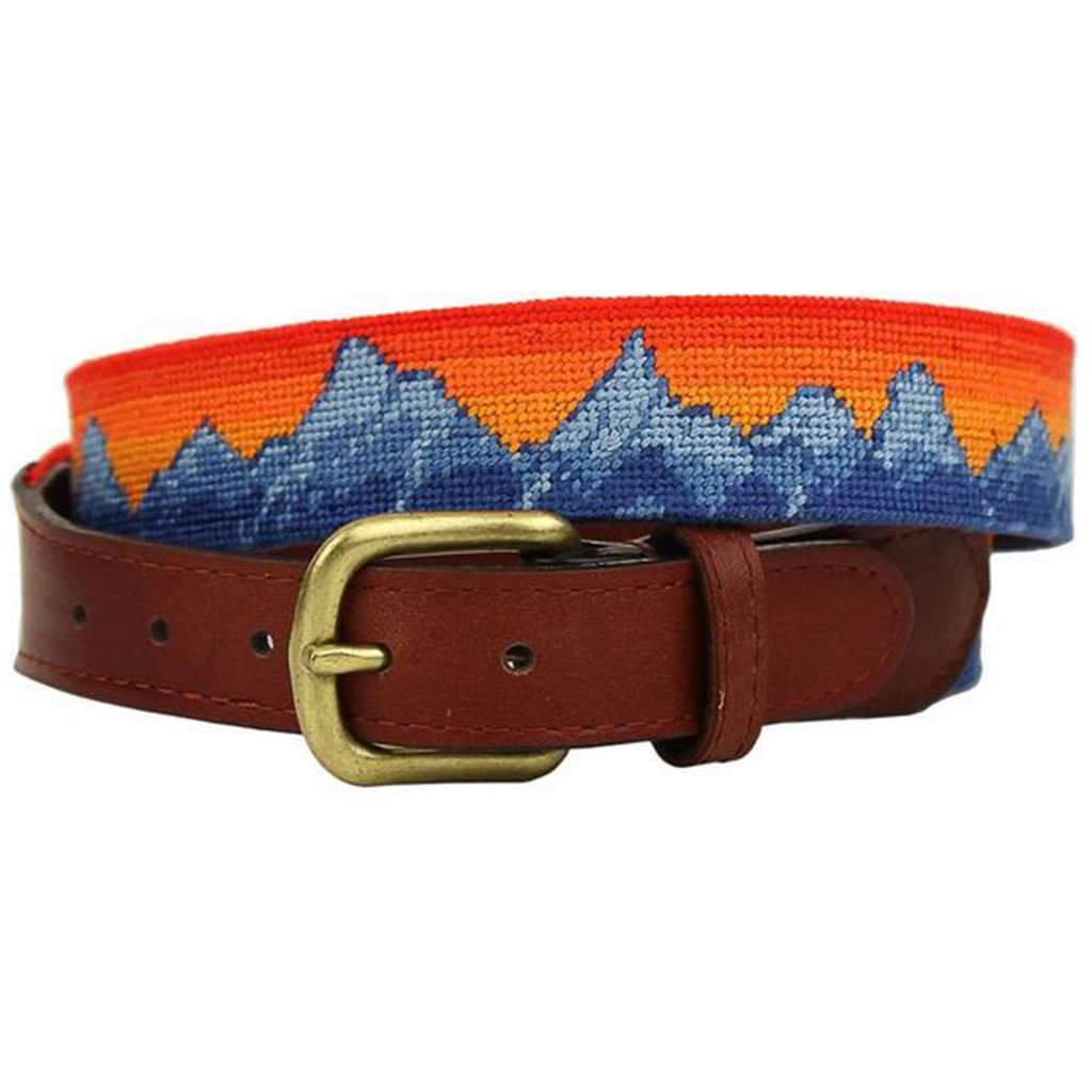 Mountain Sunset Needlepoint Belt in Multi by Smathers & Branson - Country Club Prep