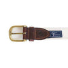 MS Traditional Leather Tab Belt in Navy Ribbon with White Canvas Backing by State Traditions - Country Club Prep