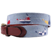 Nantucket Nautical Needlepoint Belt in Antique Blue by Smathers & Branson - Country Club Prep