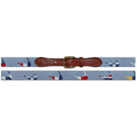 Nantucket Nautical Needlepoint Belt in Antique Blue by Smathers & Branson - Country Club Prep