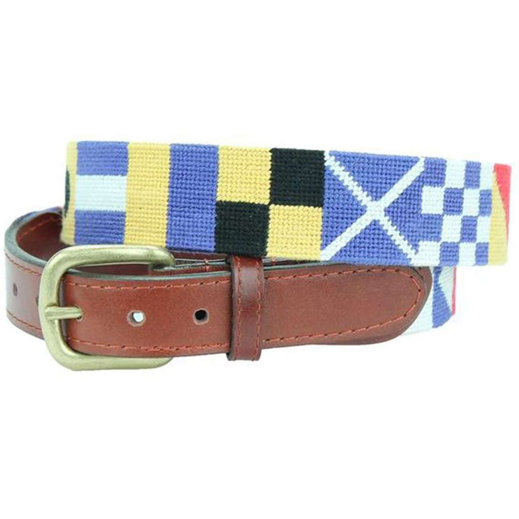 Nautical Alphabet Needlepoint Belt by Smathers & Branson - Country Club Prep