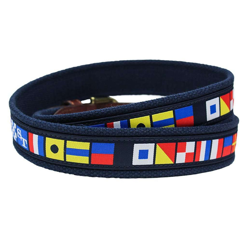 Southern Tide Nautical Flags Belt in Navy Country Club Prep