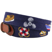 Nautical Life Needlepoint Belt in Navy by Smathers & Branson - Country Club Prep