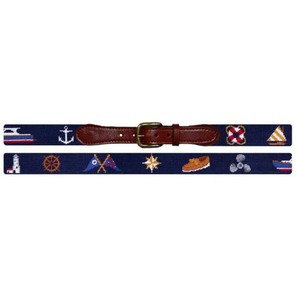 Nautical Life Needlepoint Belt in Navy by Smathers & Branson - Country Club Prep