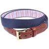 Navy Leather Tab Belt with Red, White, and Blue Lining by Country Club Prep - Country Club Prep