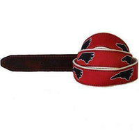 NC Raleigh Leather Tab Belt in Red Ribbon with White Canvas Backing by State Traditions - Country Club Prep