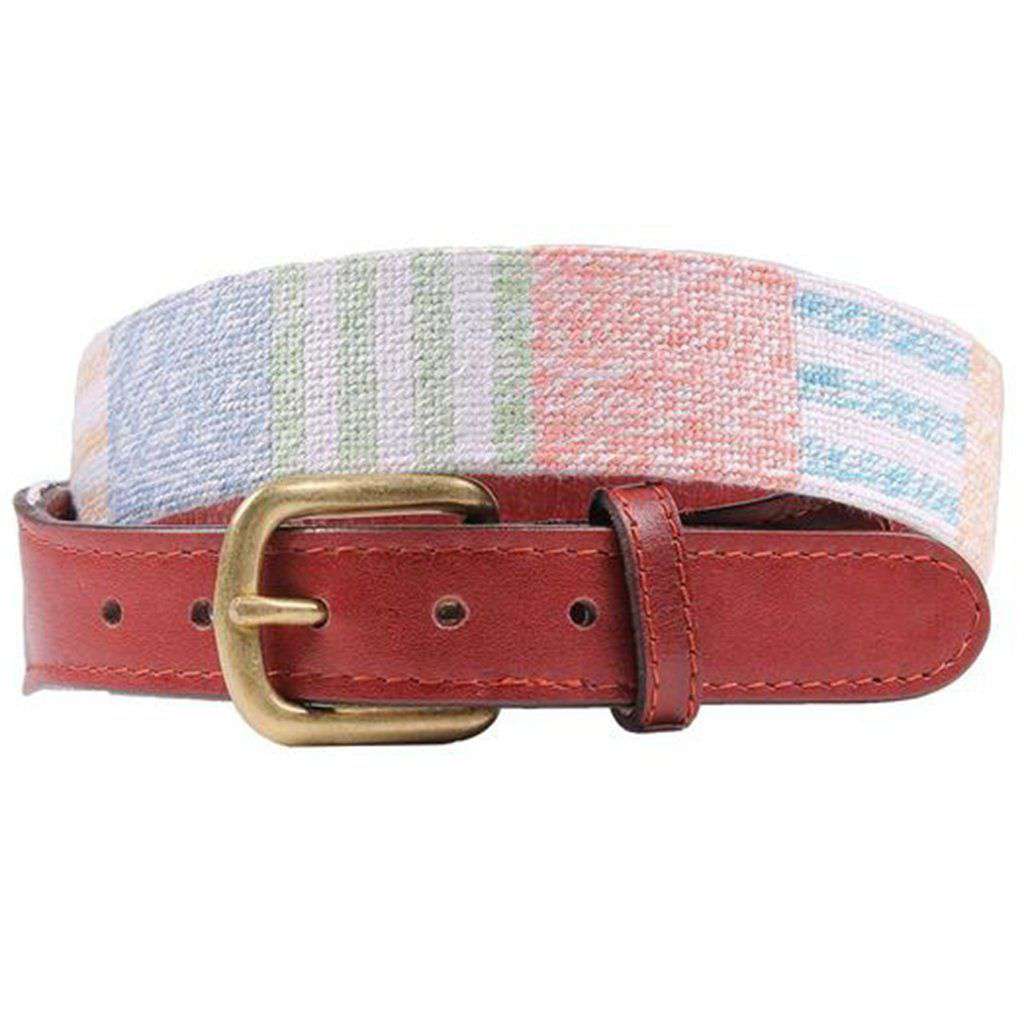 Newport Patchwork Needlepoint Belt in Navy by Smathers & Branson - Country Club Prep
