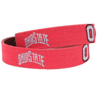 Ohio State University Needlepoint Belt in Red by Smathers & Branson - Country Club Prep