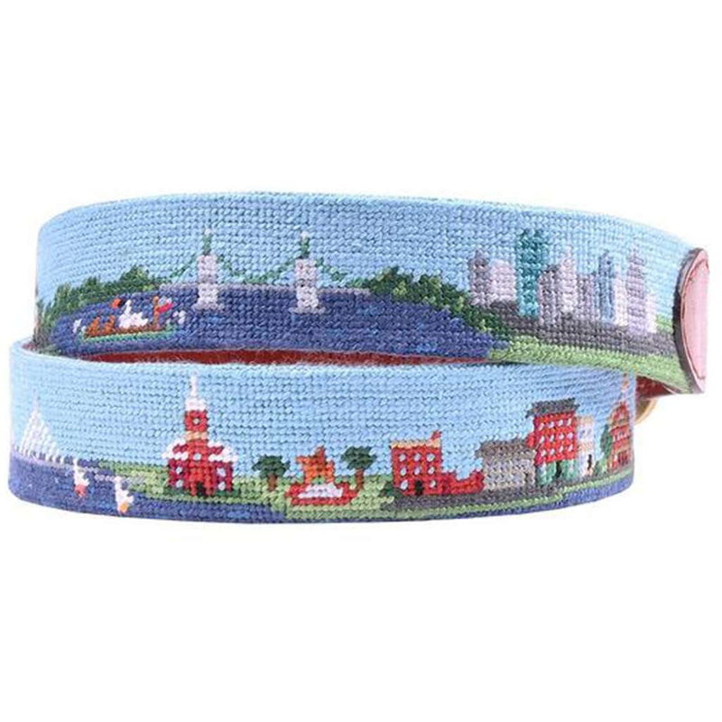 Old Boston Scene Needlepoint Belt by Smathers & Branson - Country Club Prep