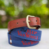Old Rip Van Winkle (Pappy Van Winkle) Needlepoint Belt in Blue by Smathers & Branson - Country Club Prep