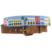 Old Town Needlepoint Belt in Sky Blue by Smathers & Branson - Country Club Prep