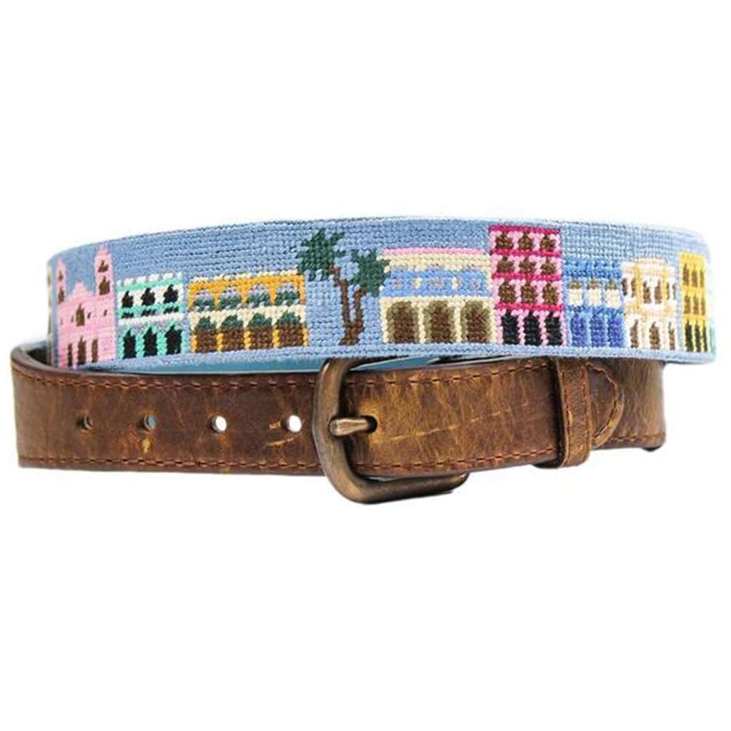 Old Town Needlepoint Belt in Sky Blue by Smathers & Branson - Country Club Prep