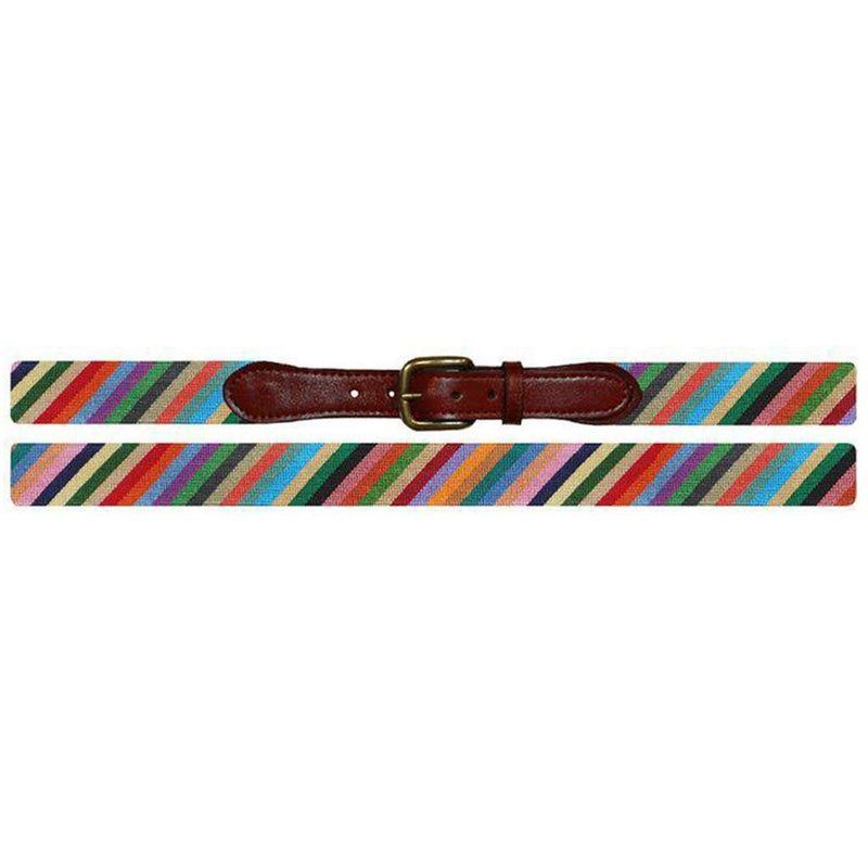 Parsons Stripe Needlepoint Belt in Multi-Color by Smathers & Branson - Country Club Prep