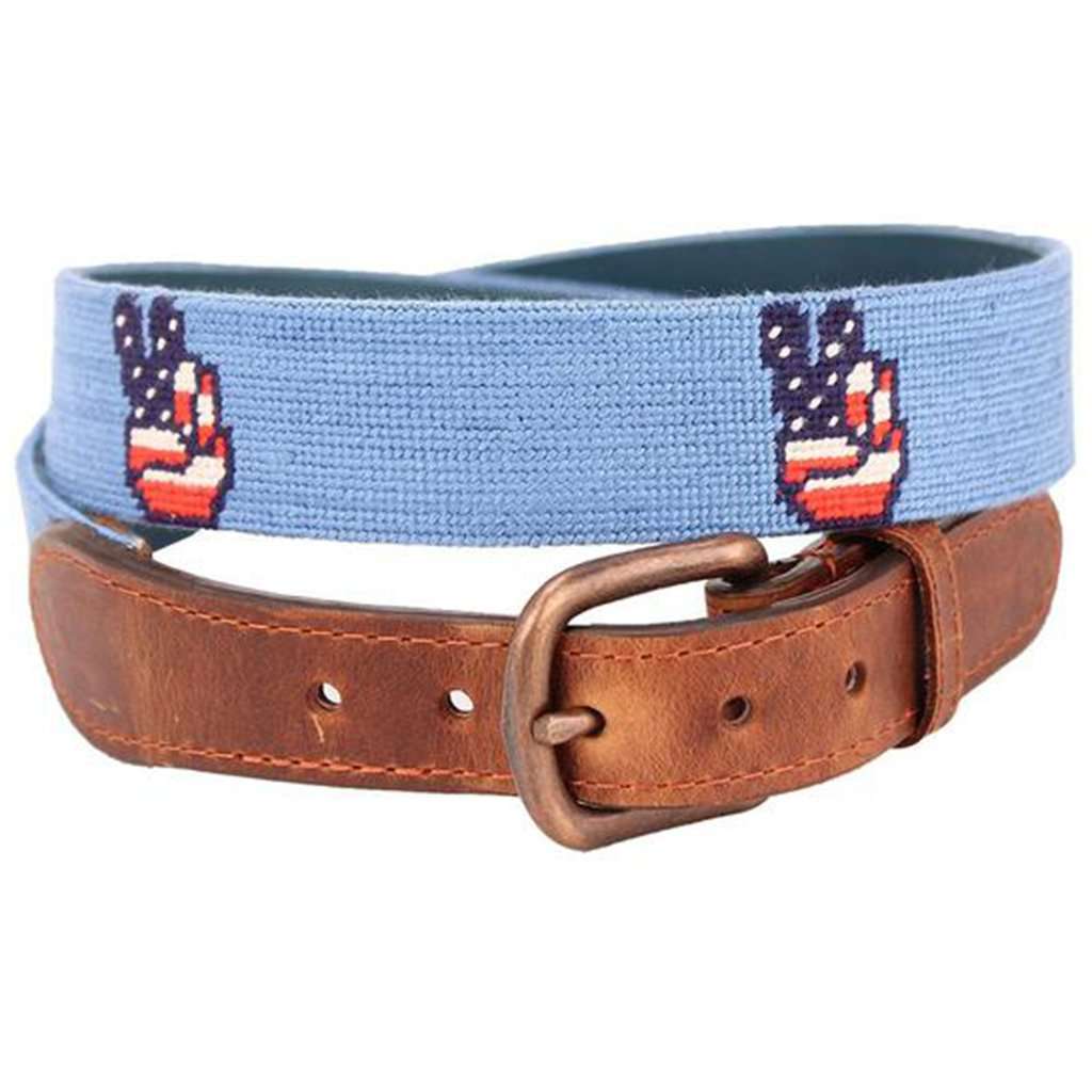 Patriotic Peace Needlepoint Belt by Smathers & Branson - Country Club Prep