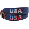 Patriotic USA Needlepoint Belt in Dark Navy by Smathers & Branson - Country Club Prep