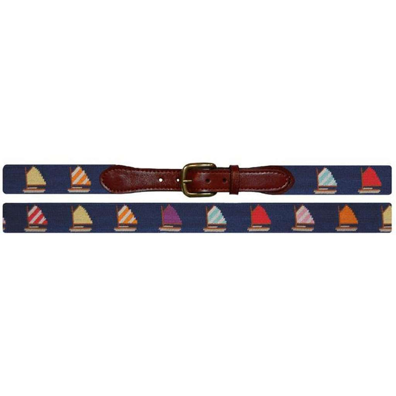 Rainbow Fleet Needlepoint Belt in Navy by Smathers & Branson - Country Club Prep