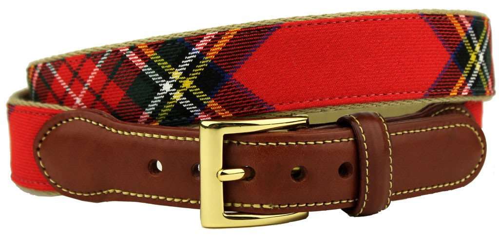 Royal Stewart Tartan Plaid Belt on Natural Canvas by Country Club Prep - Country Club Prep