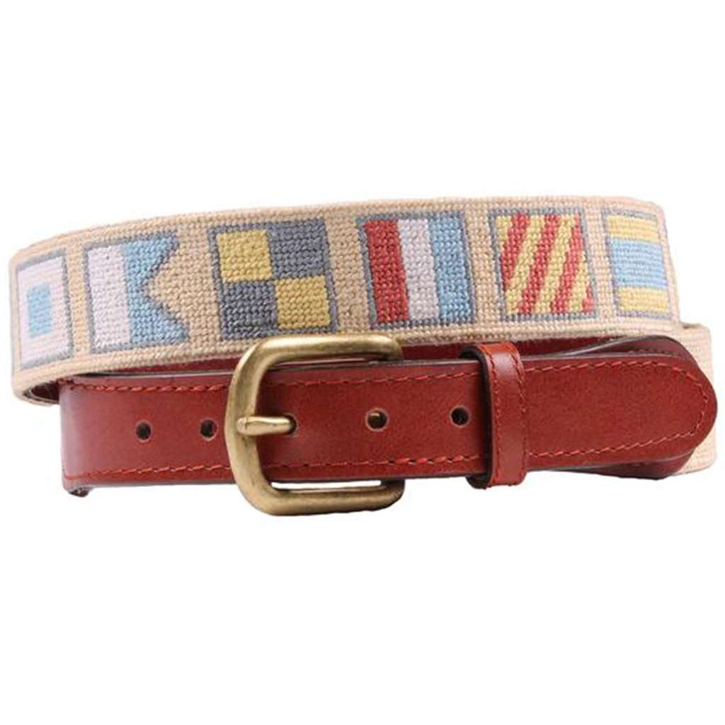 Salty Dog Needlepoint Belt in Butter by Smathers & Branson - Country Club Prep