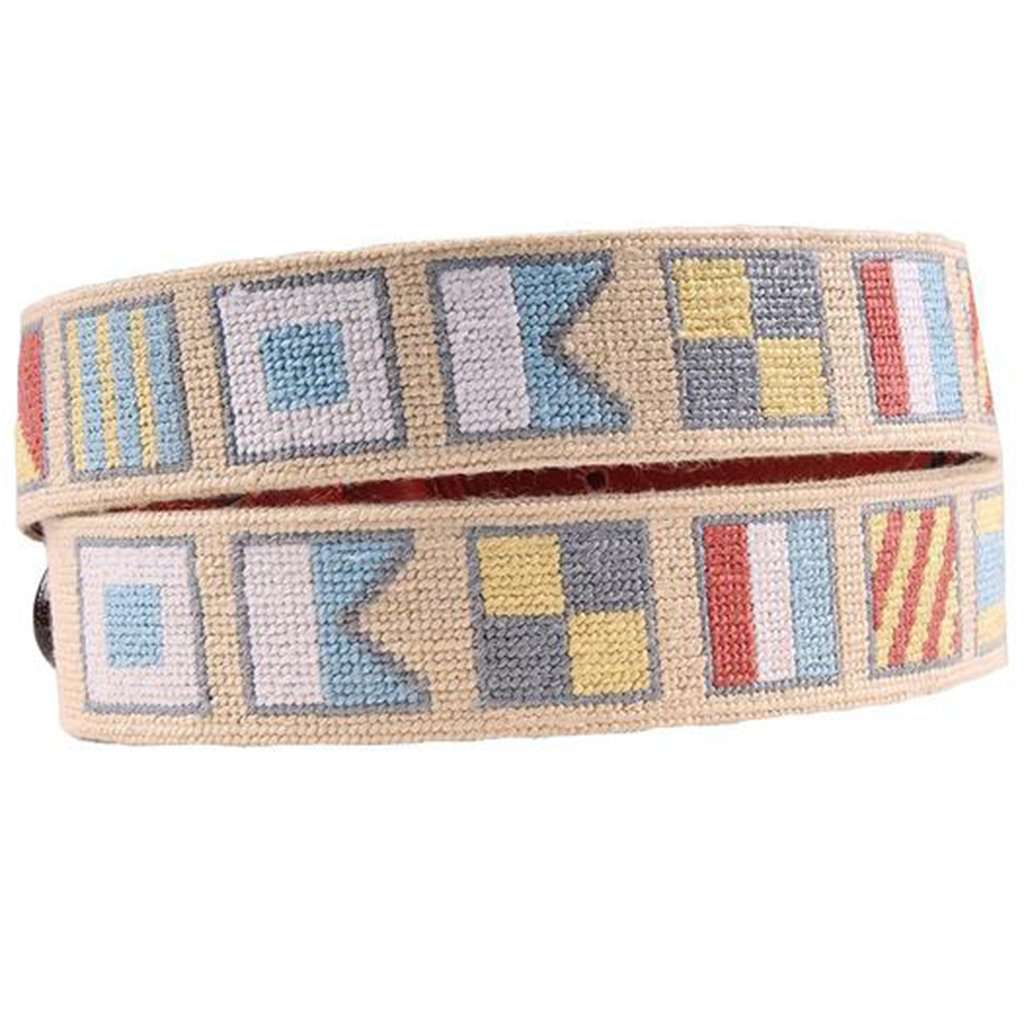 Salty Dog Needlepoint Belt in Butter by Smathers & Branson - Country Club Prep