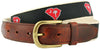 SC Columbia Gameday Leather Tab Belt in Black Ribbon with White Canvas Backing by State Traditions - Country Club Prep