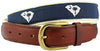 SC Traditional Leather Tab Belt in Blue Ribbon with White Canvas Backing by State Traditions - Country Club Prep