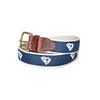 SC Traditional Leather Tab Belt in Blue Ribbon with White Canvas Backing by State Traditions - Country Club Prep