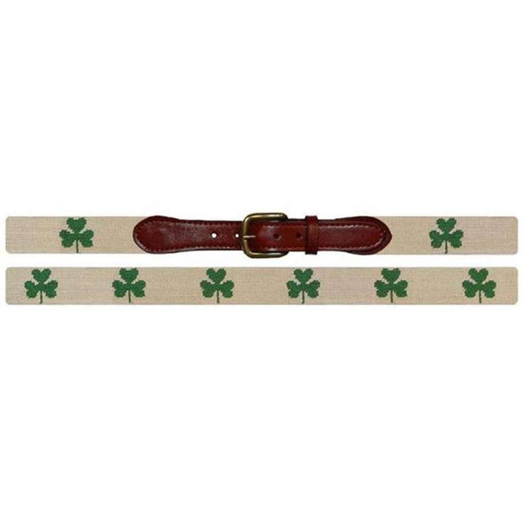 Shamrock Needlepoint Belt in Light Khaki by Smathers & Branson - Country Club Prep