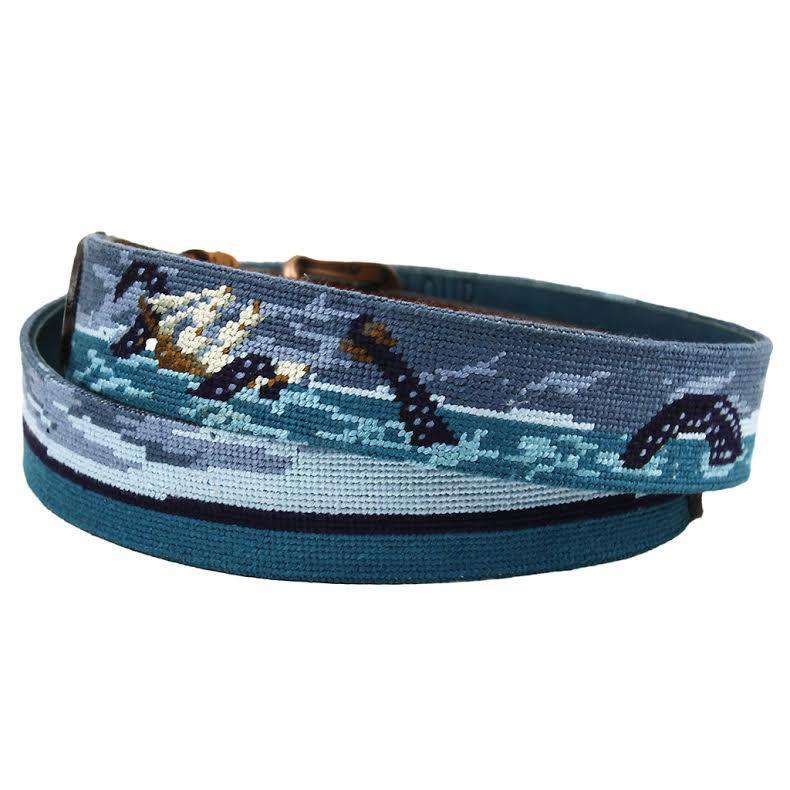 Shipwreck Needlepoint Belt in Blue by Smathers & Branson - Country Club Prep