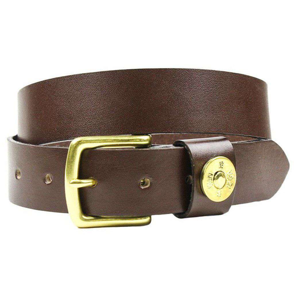 Shotgun Shell Leather Belt in Brown by Country Club Prep - Country Club Prep