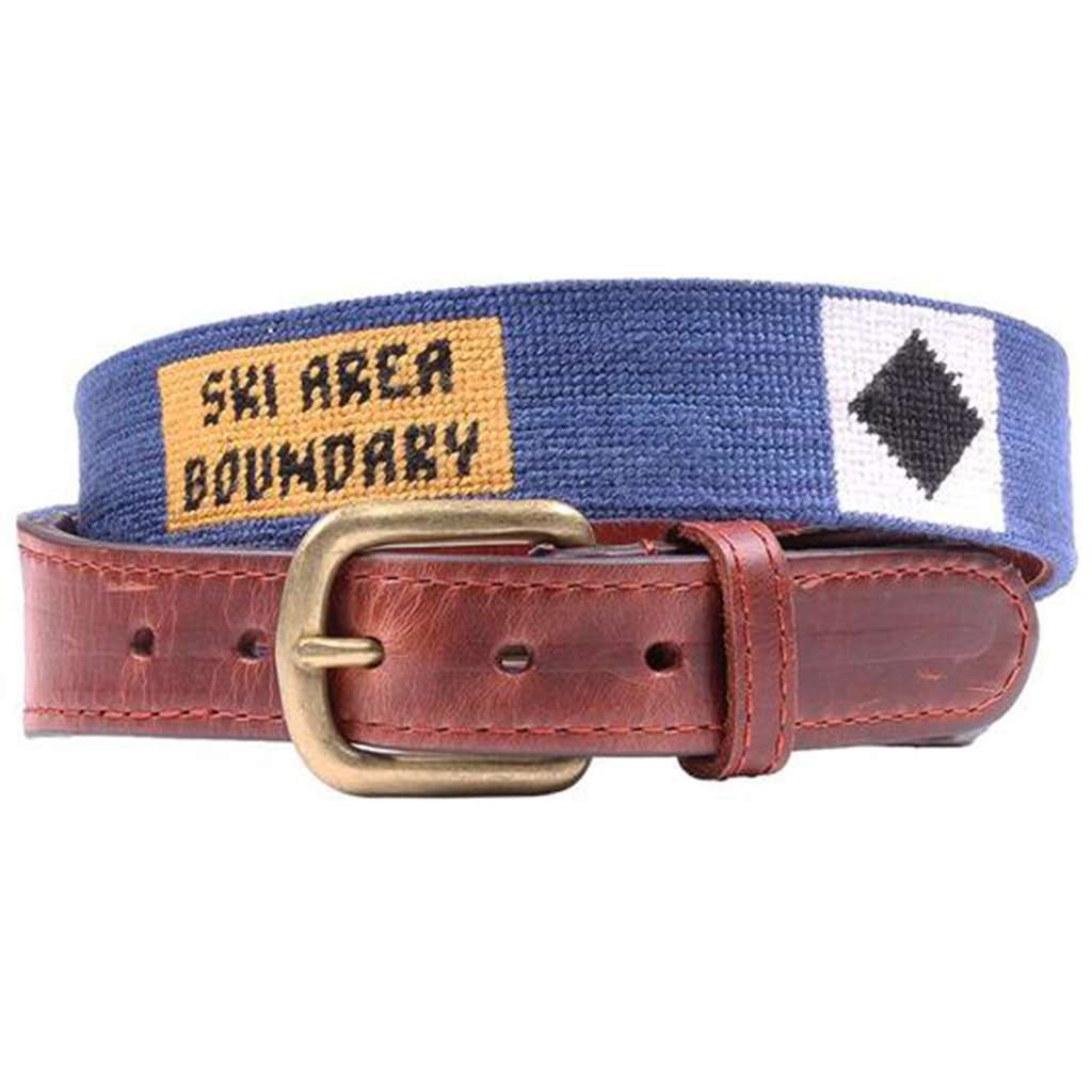 Ski Signs Needlepoint Belt in Classic Navy by Smathers & Branson - Country Club Prep
