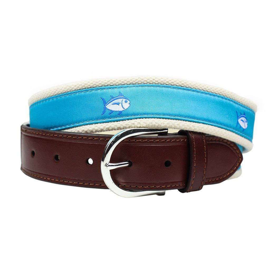 Skipjack Ribbon Belt in Turquoise by Southern Tide - Country Club Prep