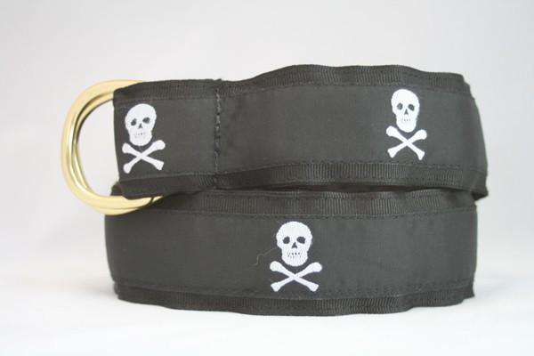 Skull and Crossbones D-Ring Belt by Knot Belt Co. - Country Club Prep