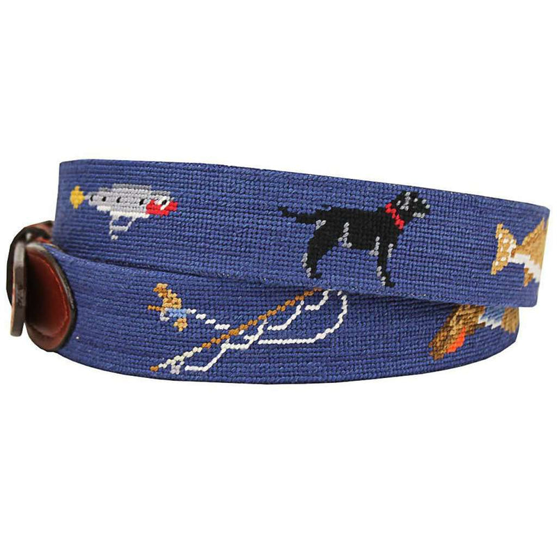 Southern Sportsman Needlepoint Belt in Navy by Smathers & Branson - Country Club Prep