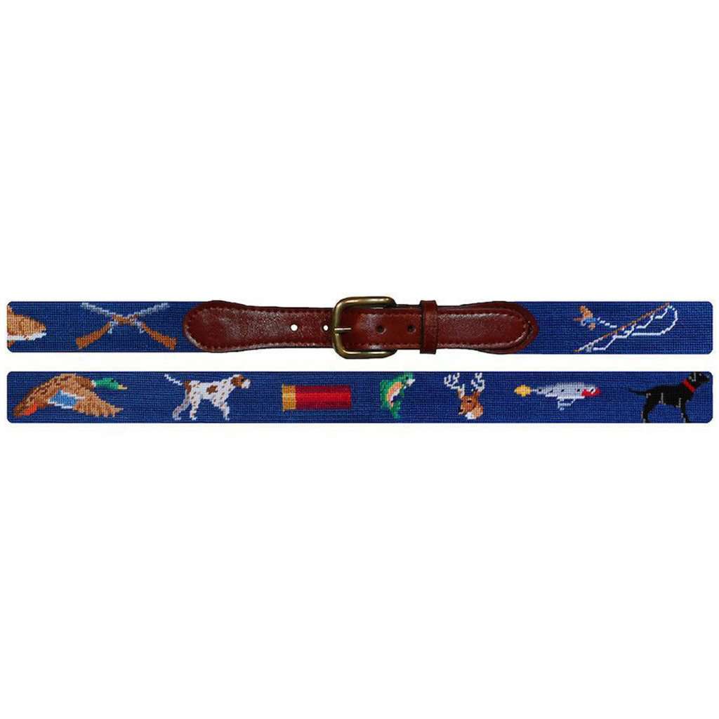 Southern Sportsman Needlepoint Belt in Navy by Smathers & Branson - Country Club Prep