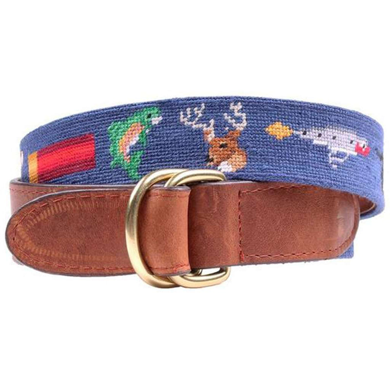 Southern Sportsman Needlepoint D-Ring Belt in Classic Navy by Smathers & Branson - Country Club Prep