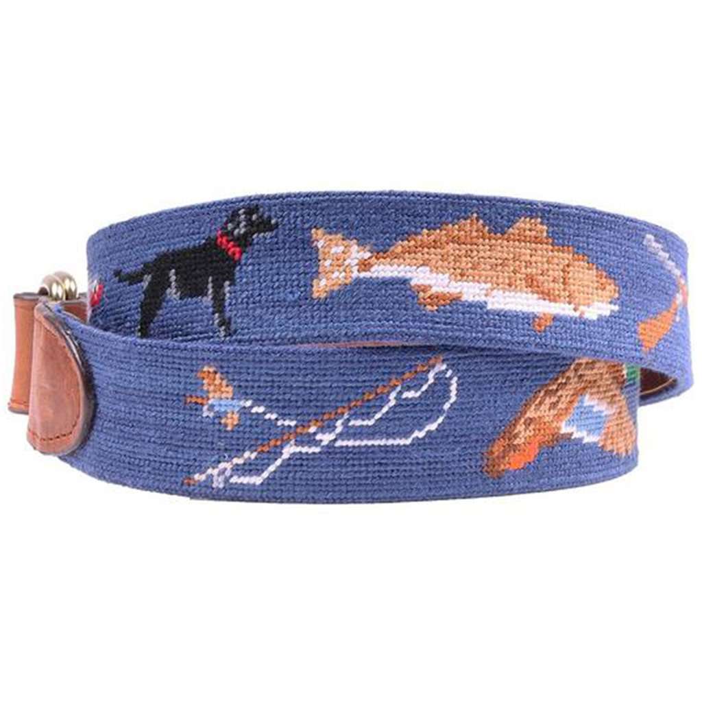 Southern Sportsman Needlepoint D-Ring Belt in Classic Navy by Smathers & Branson - Country Club Prep