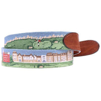 St Andrews Scene Needlepoint D-Ring Belt by Smathers & Branson - Country Club Prep