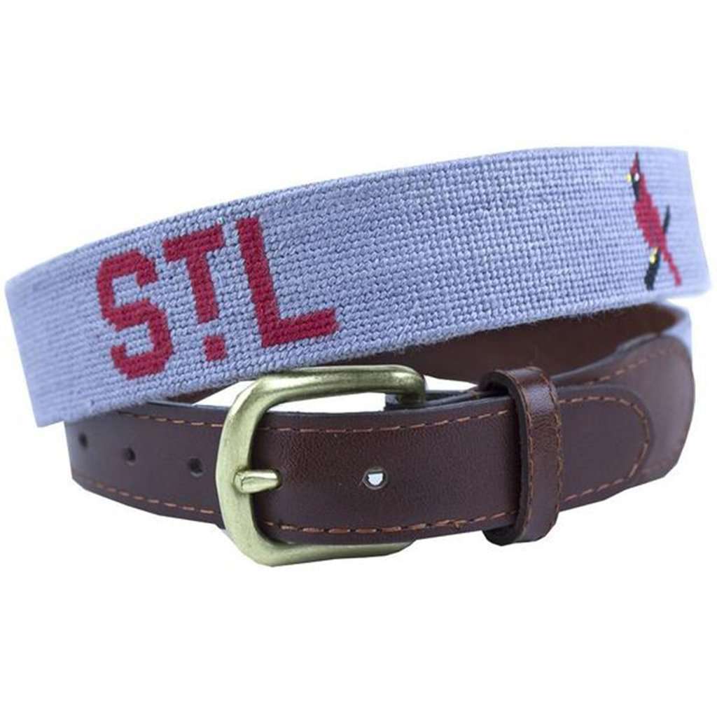 St. Louis Cardinals Cooperstown Needlepoint Belt in Grey by Smathers & Branson
