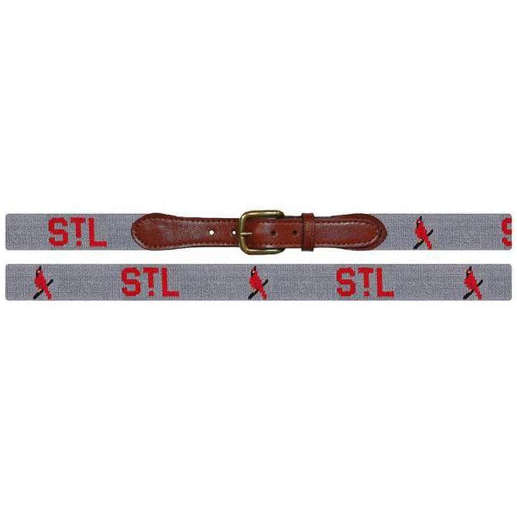 St. Louis Cardinals Cooperstown Needlepoint Belt in Grey by Smathers & Branson - Country Club Prep