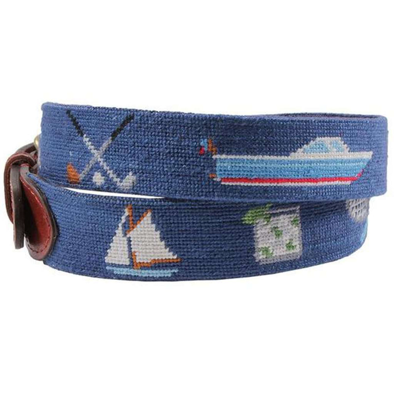 Summer Prep Needlepoint Belt in Classic Navy by Smathers & Branson - Country Club Prep