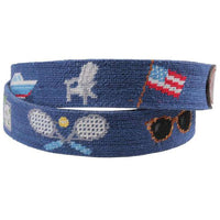 Summer Prep Needlepoint Belt in Classic Navy by Smathers & Branson - Country Club Prep