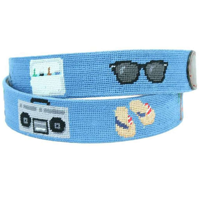 Sunday Funday Needlepoint Belt in Cornflower Blue by Smathers & Branson - Country Club Prep