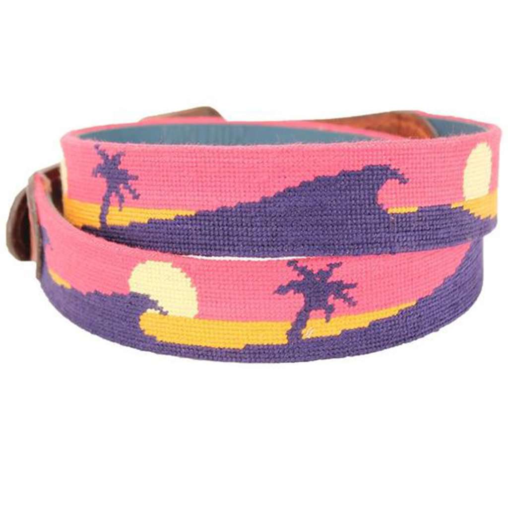 Sunset Surfing Needlepoint Belt by Smathers & Branson - Country Club Prep