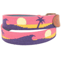 Sunset Surfing Needlepoint Belt by Smathers & Branson - Country Club Prep