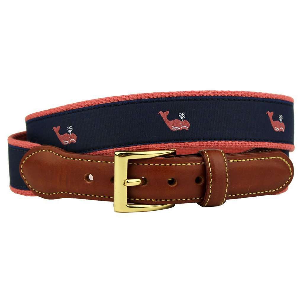 Surly Sperm Whale Leather Tab Belt in Navy by Country Club Prep - Country Club Prep