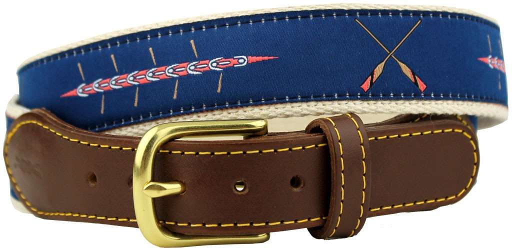 Sweep and Oars Leather Tab Belt in Navy by Knot Belt Co. - Country Club Prep