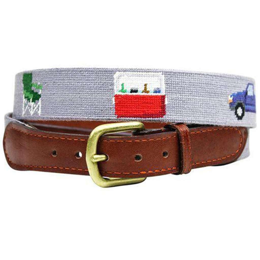 Tailgating Needlepoint Belt in Steel Grey by Smathers & Branson - Country Club Prep