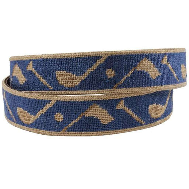 Tee it Up Needlepoint Belt in Classic Navy by Smathers & Branson - Country Club Prep