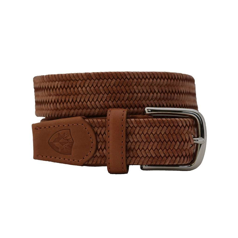 The Back Nine Woven Leather Belt in Natural by Bucks Club - Country Club Prep