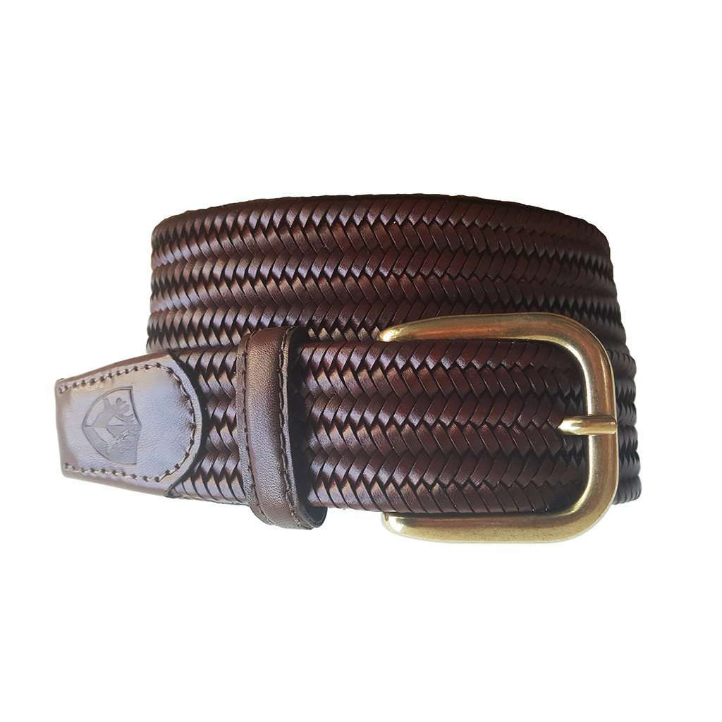 The Back Nine Woven Leather Belt in Whiskey by Bucks Club - Country Club Prep